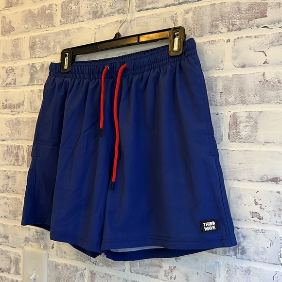 Third Wave Mens Compression Lined 5" Swim Trunks - Navy Blue Pockets Size Medium - Picture 4 of 9